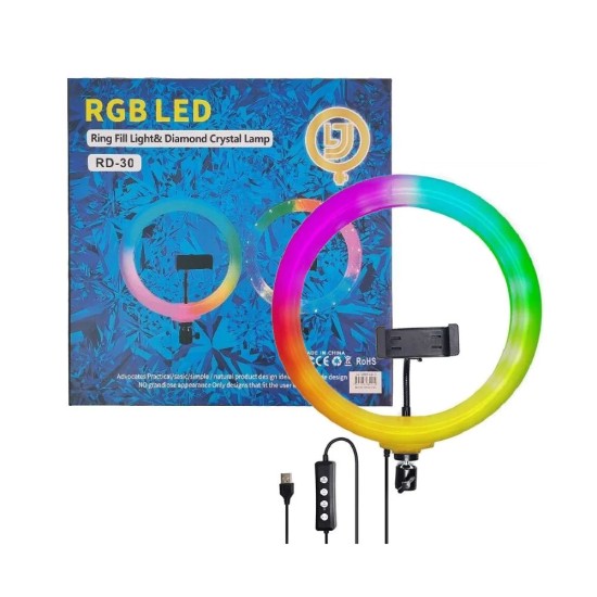 Ringlight RD-30 12" com Suporte para Telefone Multicor